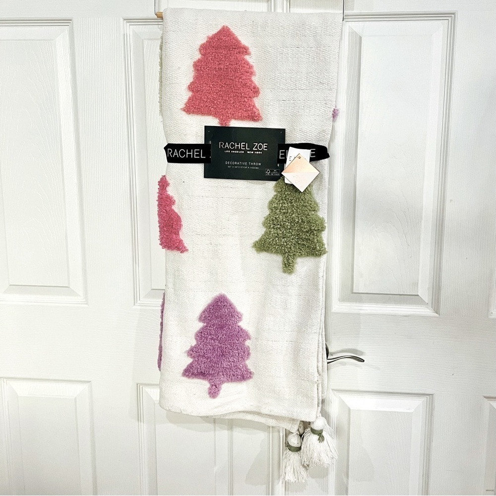 HTF Viral Rachel Zoe Christmas Trees Decorative Throw Blanket